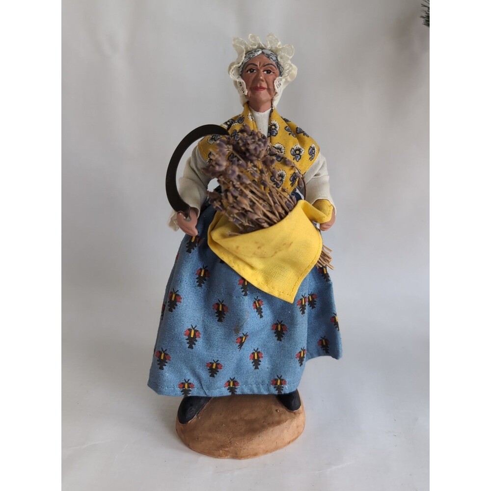 Vtg French SANTON Doll Florence Figure Curved Scythe Wheat Sylvette AMY Clay